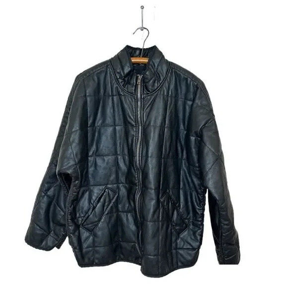 We The Free Faux Leather Quilted Bomber Jacket NWT - Picture 2 of 10